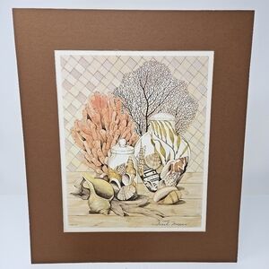Vintage Beach Seashells Art Print Artist Signed Frank Massa 1978 The Guild NY